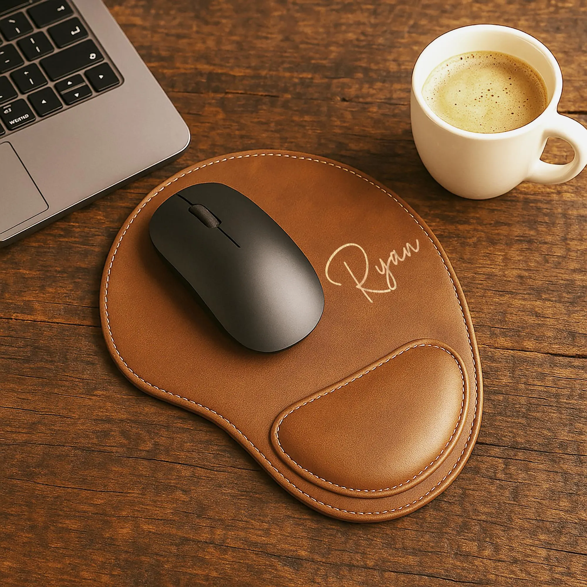 Custom Mouse Pad, Personalized Leather Mouse Pad, Mousepad Birthday Monogram Wedding Gifts, Teacher Coworker Boss Office Gift for Him & Her