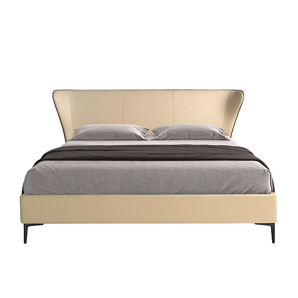 Lit en similicuir crème moderne avec sommier multi-lits