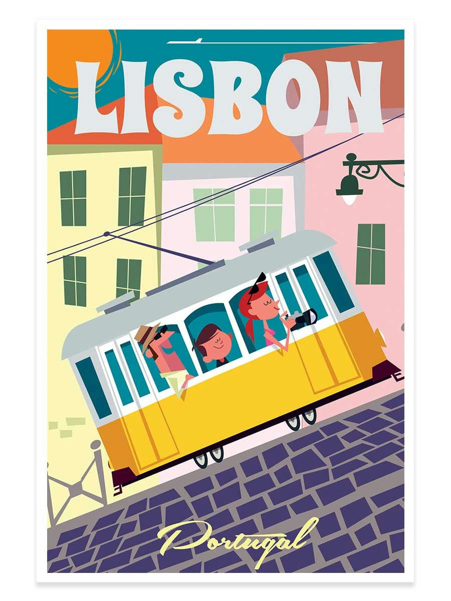 - Affiche un week end à Lisbonne sans cadre 30x45cm
