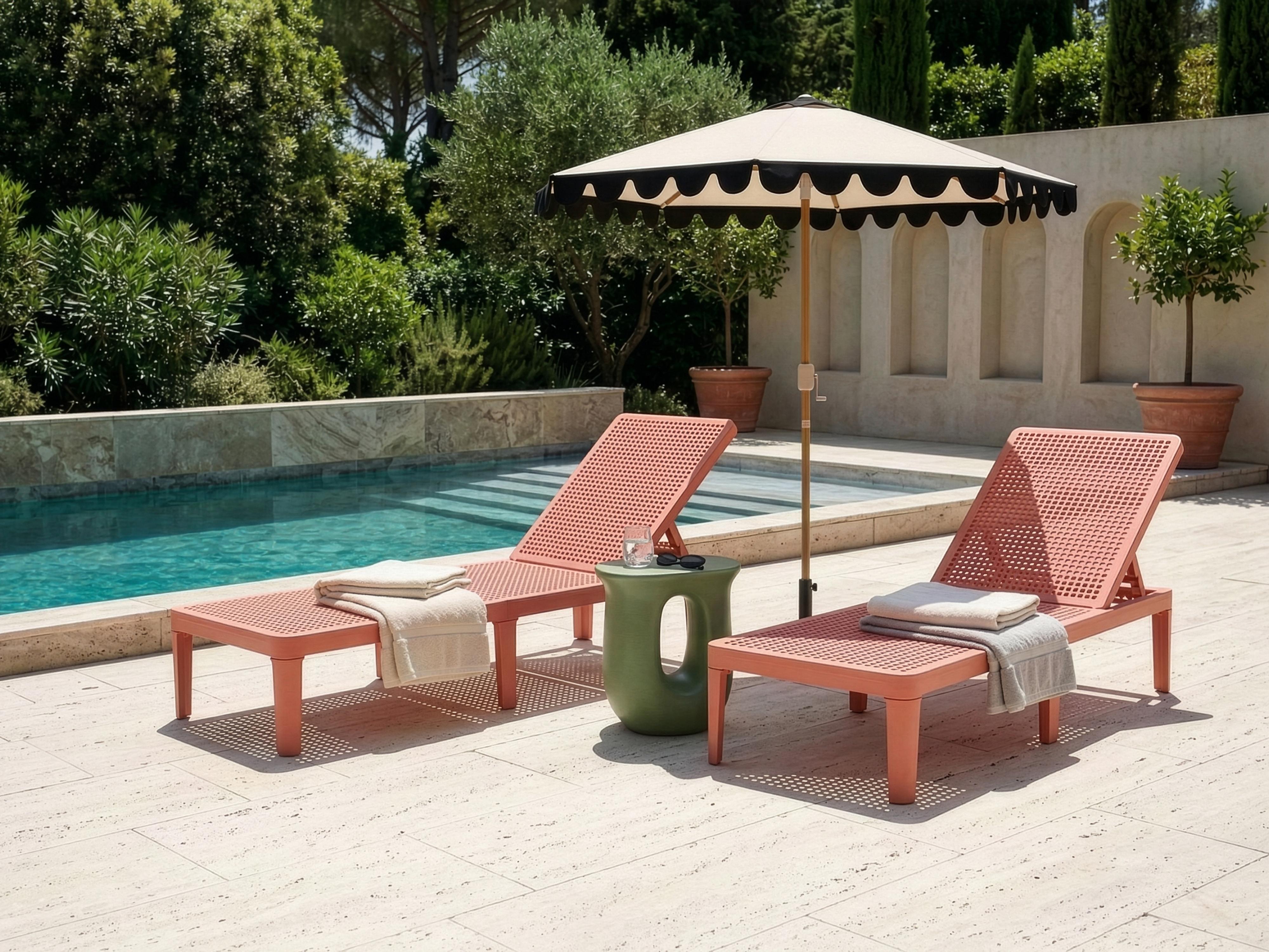 Sun Lounger OSSIMO Reclining Synthetic Material Red