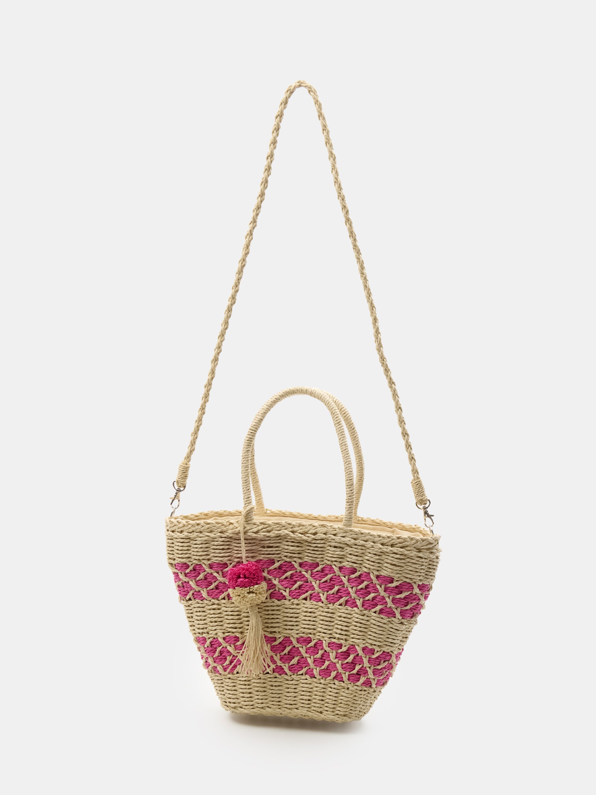 Pleciona torba shopper na ramię z chwostem