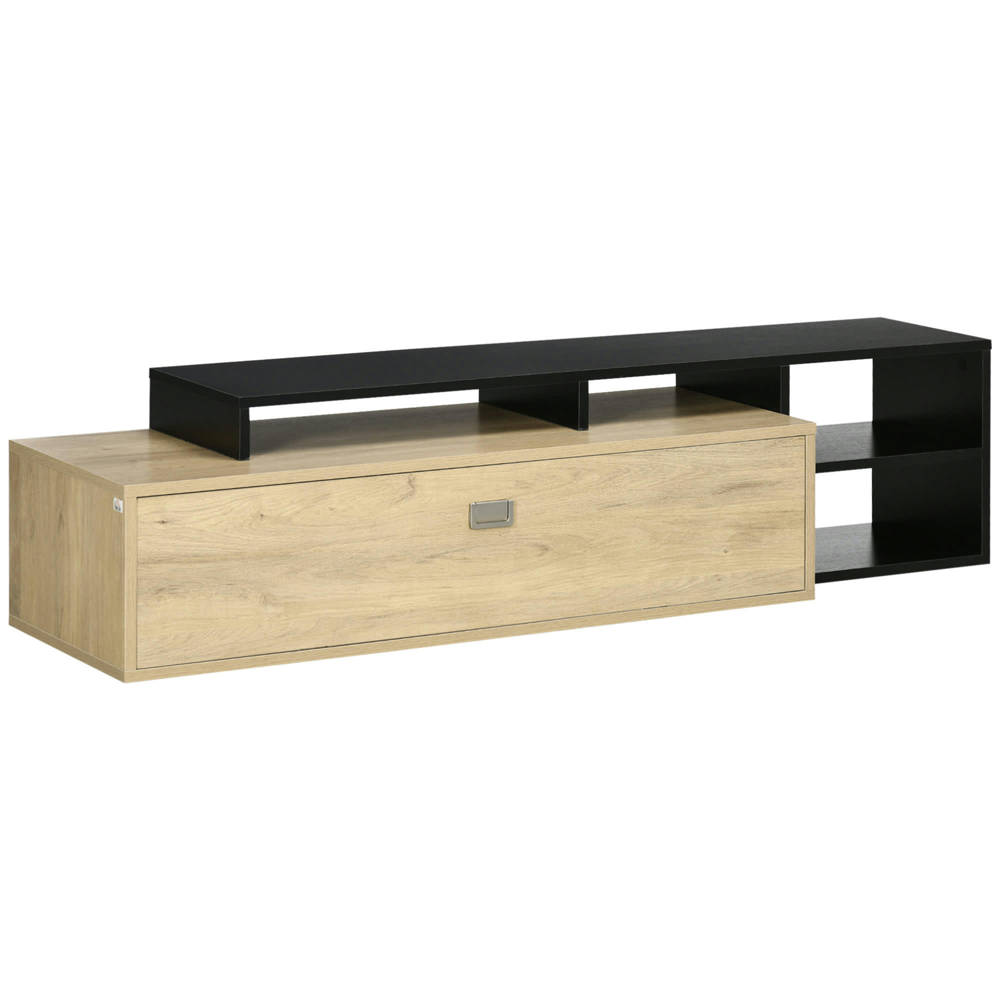 - Meuble TV réversible design contemporain aspect chêne clair noir