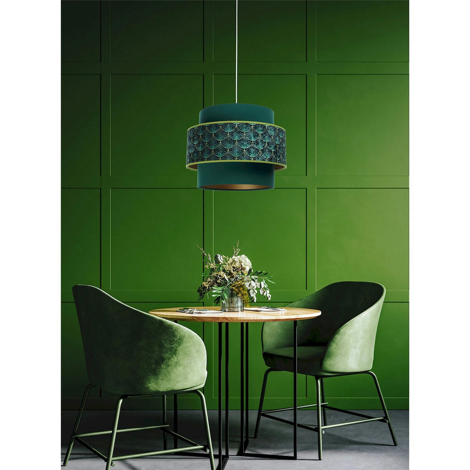 DOBLO - Suspension Velours Vert 40x40x31 cm