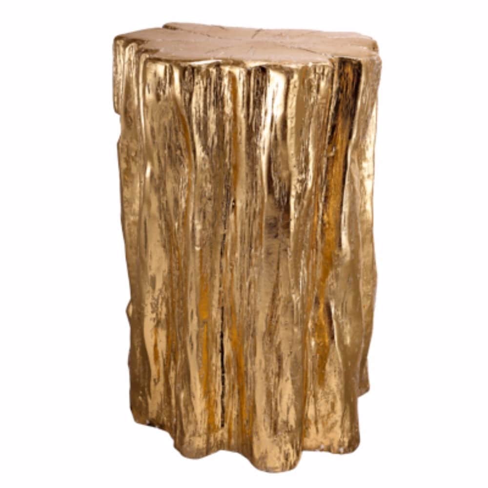 The Curated Nomad Vincente Gold Nature-inspired Tree Trunk Stool