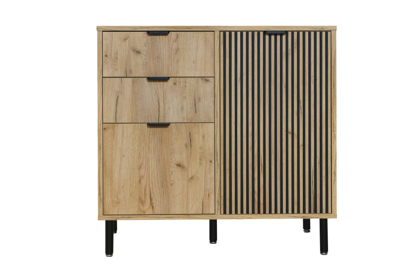 Komoda do sypialni 2D2S Dąb Craft Złoty/Czarny 88 cm nowoczesna