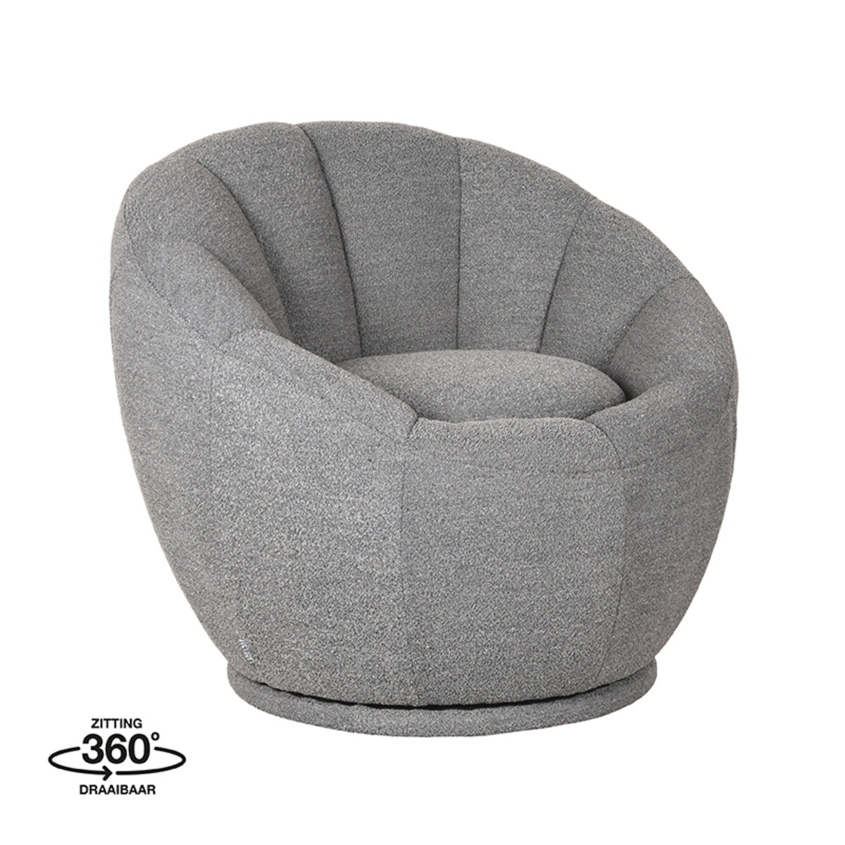 LABEL51 Fauteuil Crown - Grijs Bouclé - 77x83x72cm