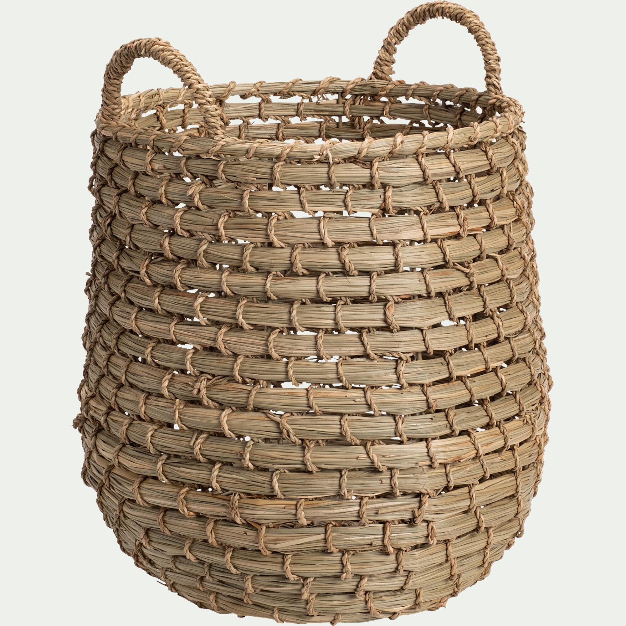SAFI - Panier déco tressé en jonc de mer H24cm - naturel