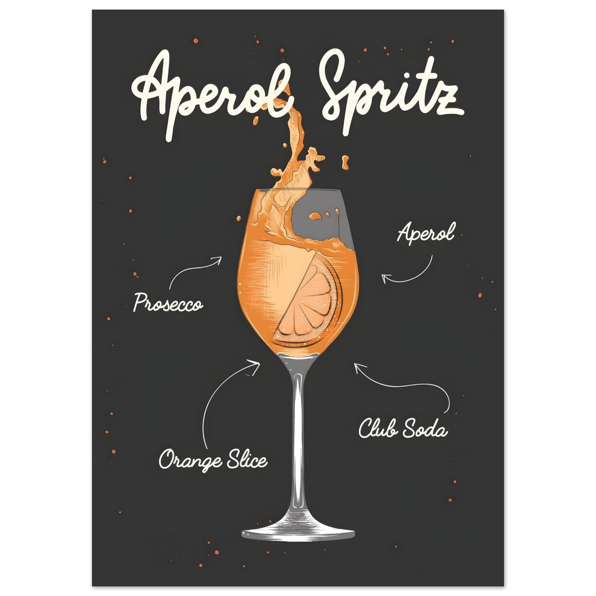 Artfulprints Aperol Spritz cocktail I – Illustratie  poster 50x70 cm