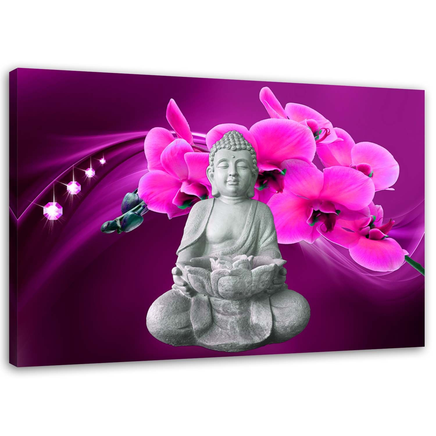 Feeby Obraz na płótnie Budda z diamentami i orchideą 60x40