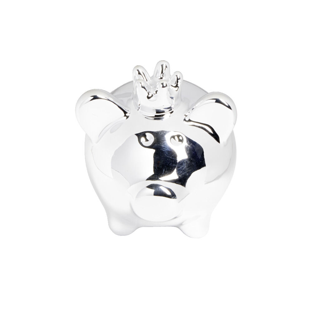 Tirelire cochon argenté 9x7xH8,3cm