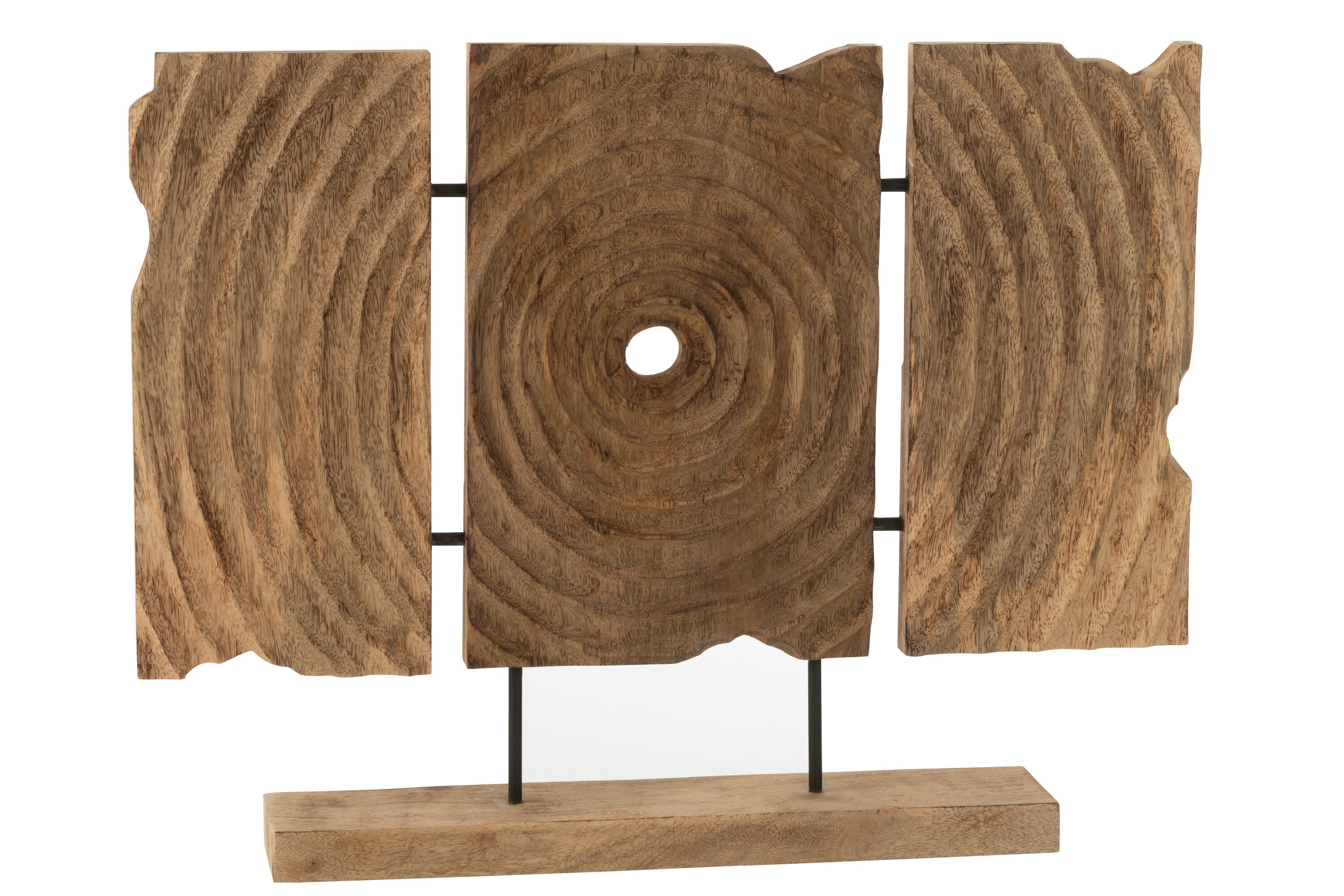 J-Line decoratie Triptiek Gekerfd Op Voet - hout - naturel