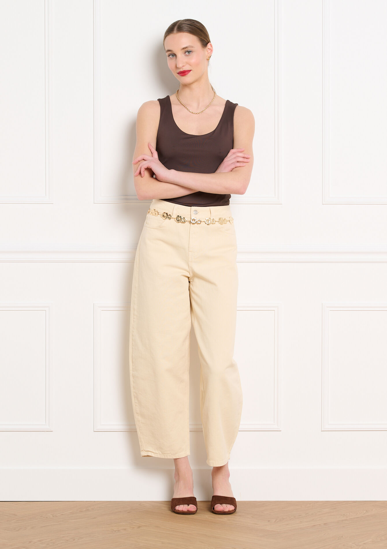 Hoge taille barrel broek