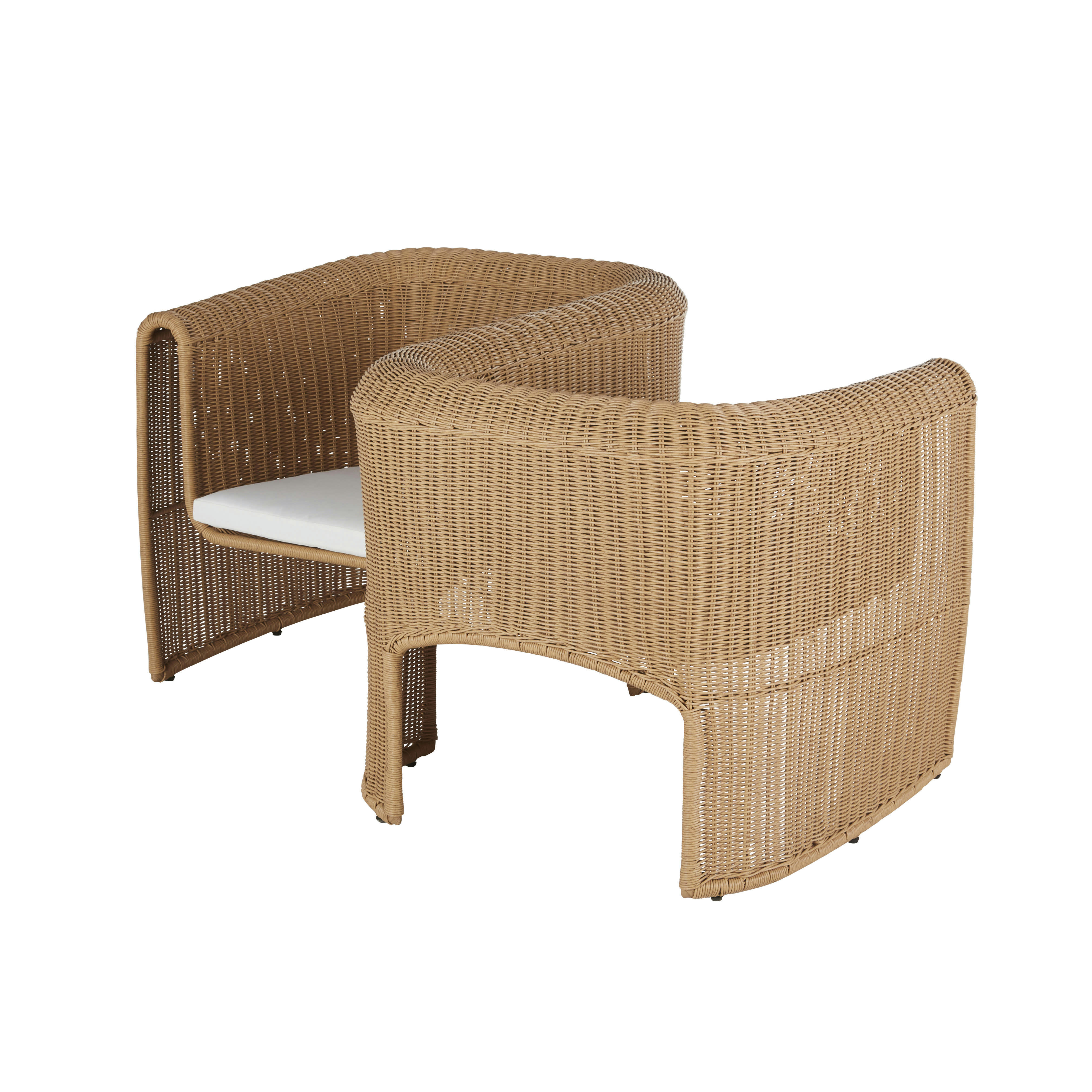 Moraira Business - Double fauteuil de jardin professionnel en résine beige et polyester recyclé écru