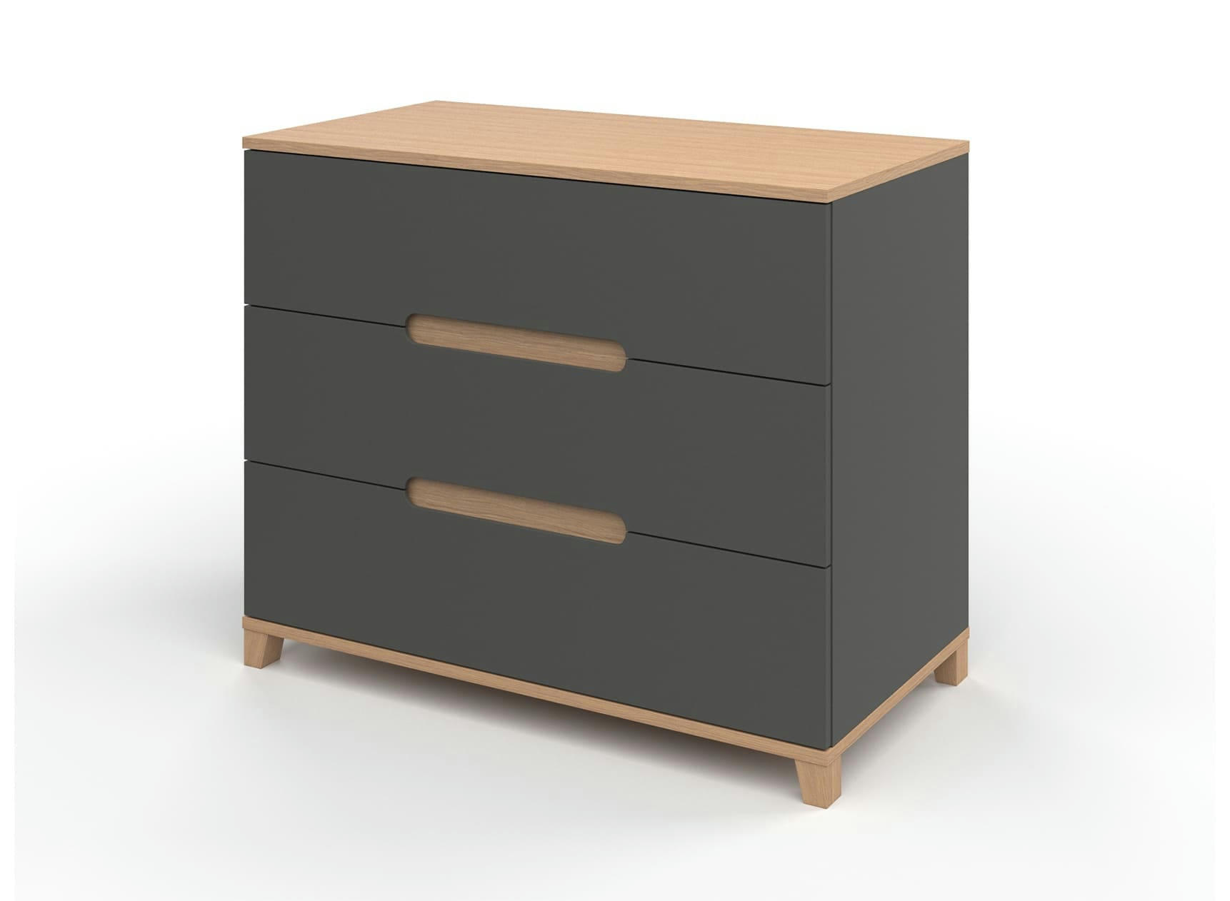 ALBI - Commode 3 tiroirs Ardoise et Chêne