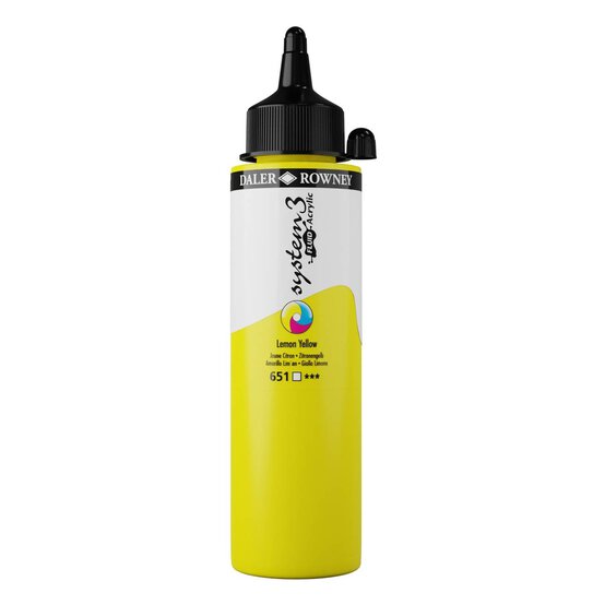 Daler-Rowney System3 Lemon Yellow Fluid Acrylic 250ml (651)
