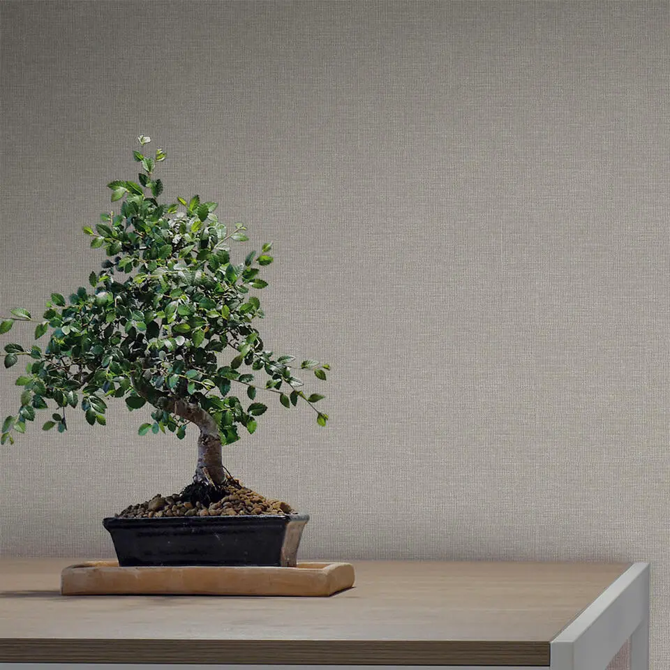 Sanders & Sanders behang linnenstructuur taupe - 53 cm x 10 m
