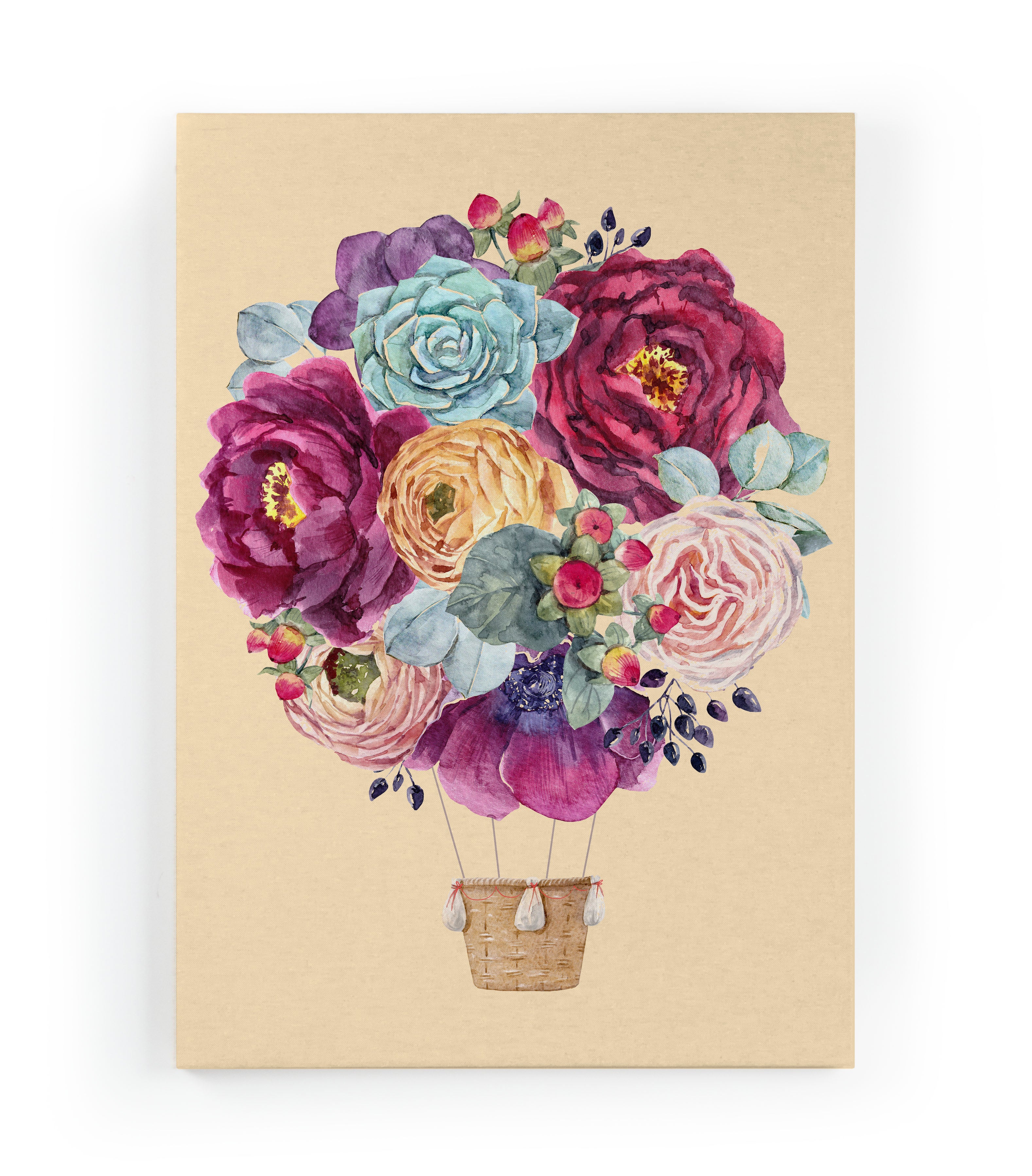 Canvas 60x40 Afdruk Bloemenballon