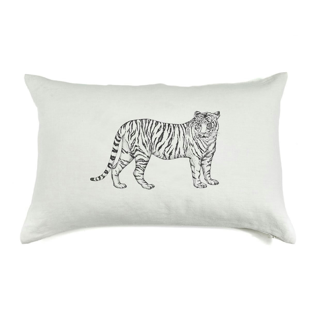 AFRIQUE ANIMAL - Coussin en lin pur lavé Tigre 40x60
