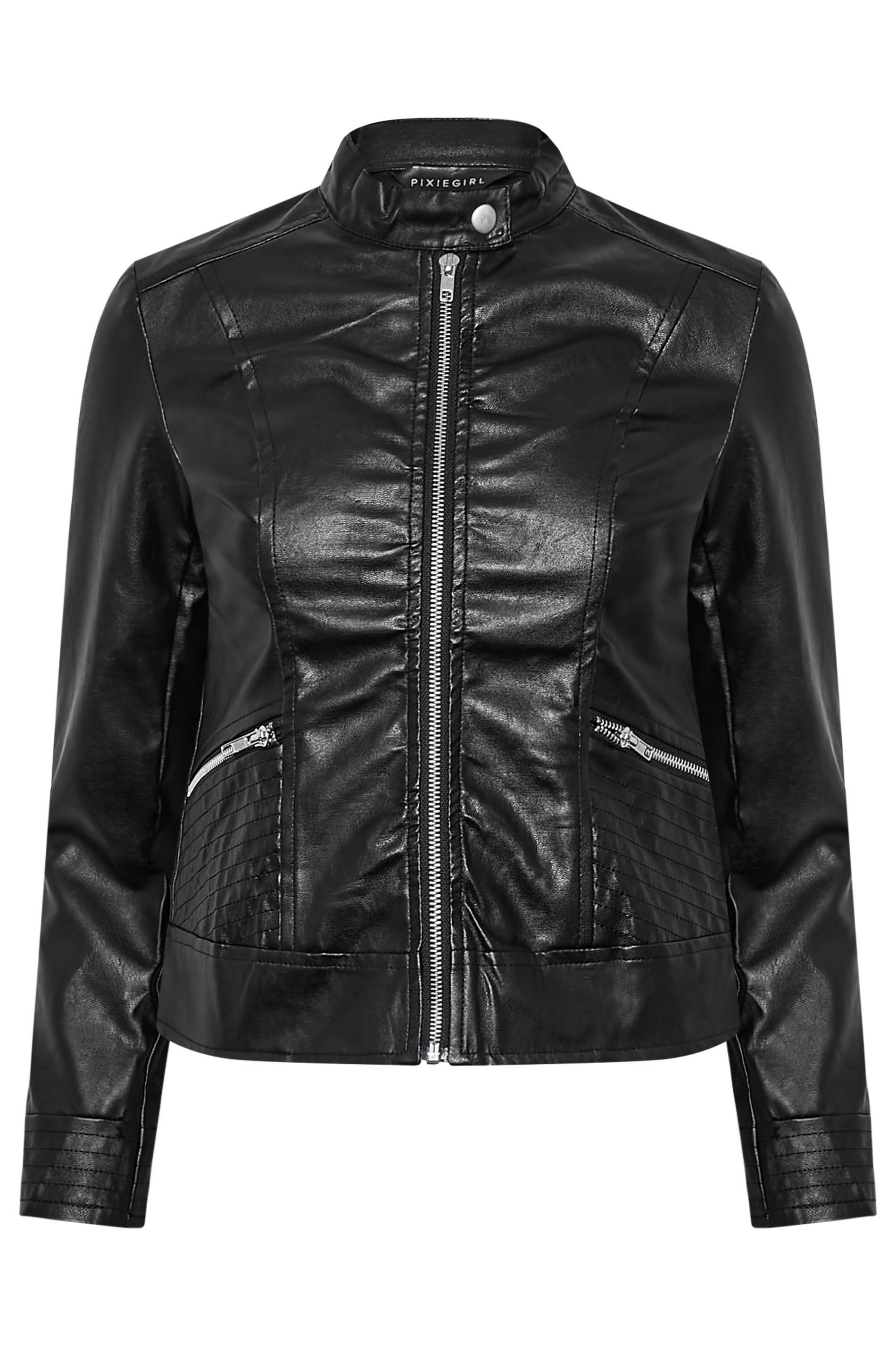 PixieGirl Petite Collarless Faux Leather Jacket