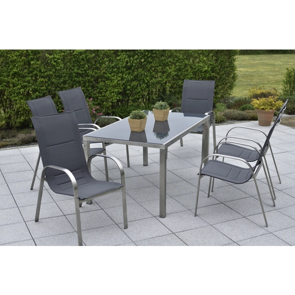 Gartenmöbelset »Lucca«, 6 Sitzplätze, Edelstahl/Textil