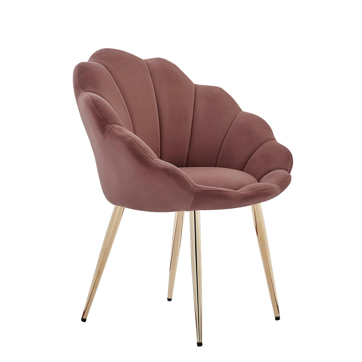 CORAIL - Fauteuil  velours rose avec piétement doré