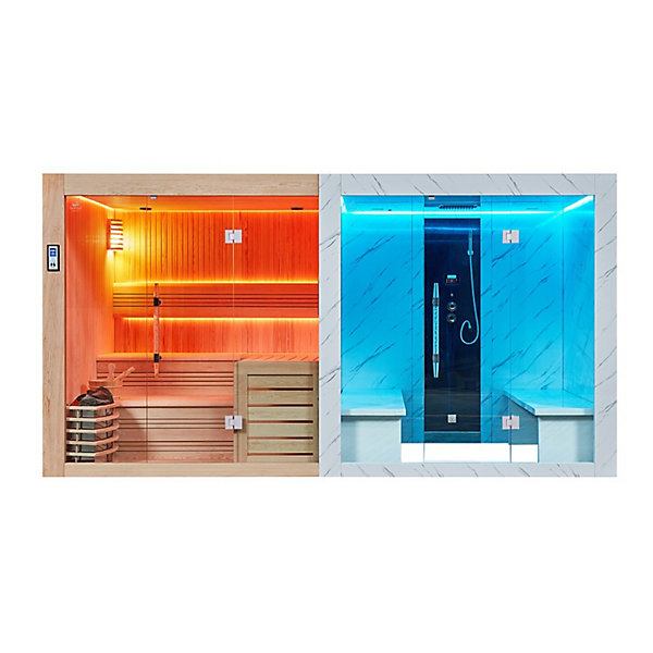 Combi Sauna Hammam de luxe BOREAL SEQUOIA 4x2m