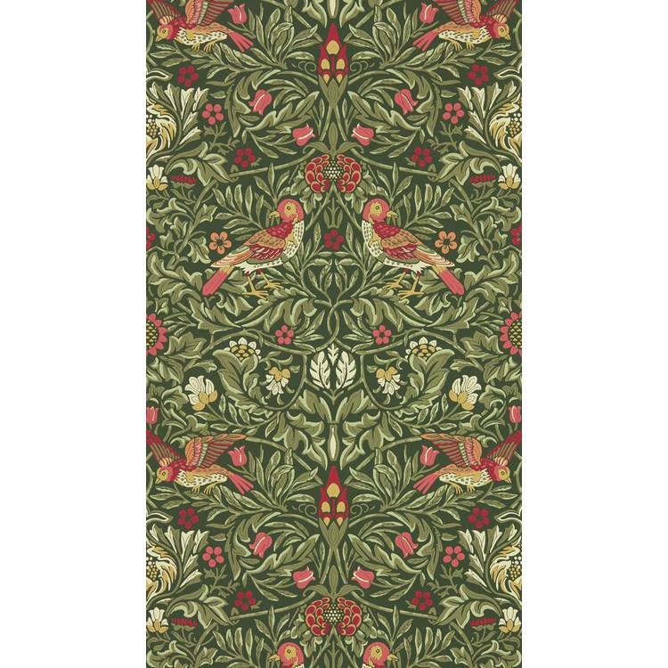 Morris & Co. Birds in a Wooded Dell Green Floral Wallpaper