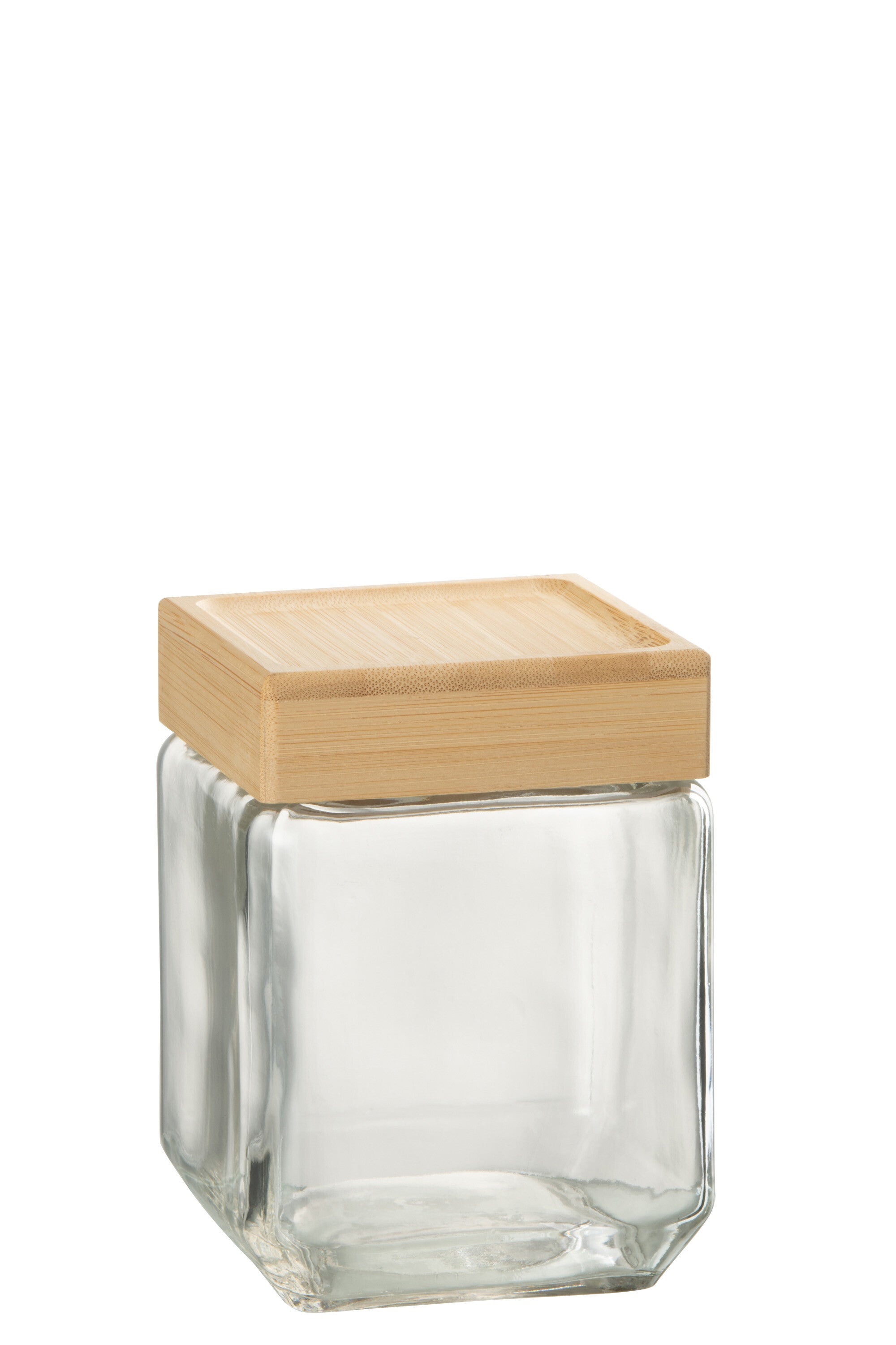 J-Line voorraadpot Brad - glas/bamboe - transparant/naturel - medium