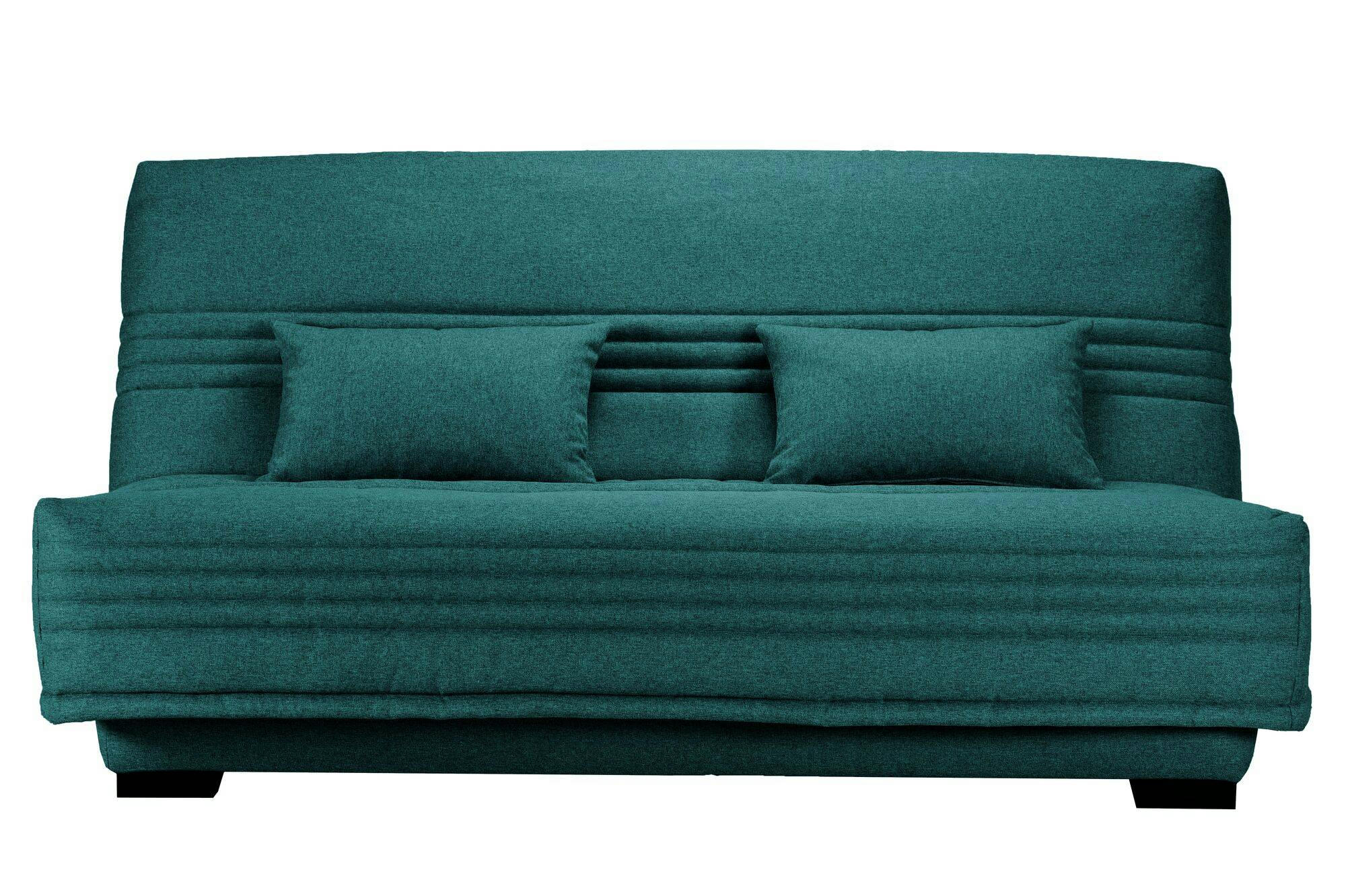 GUIDEL - Banquette clic-clac, matelas 17 cm en tissu polyester bleu canard