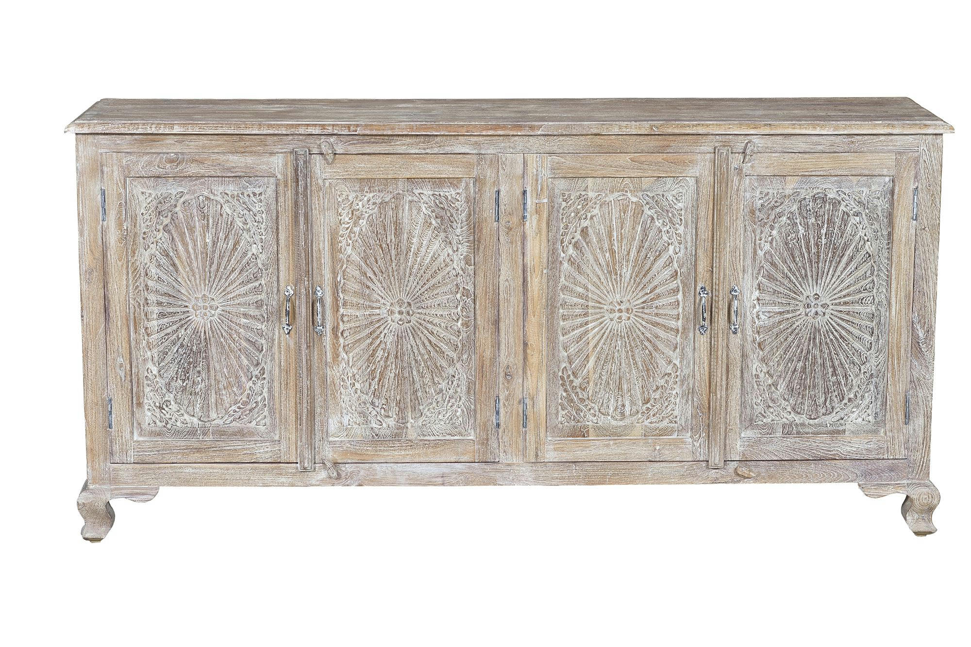 - Buffet en bois de teck blanc vieilli