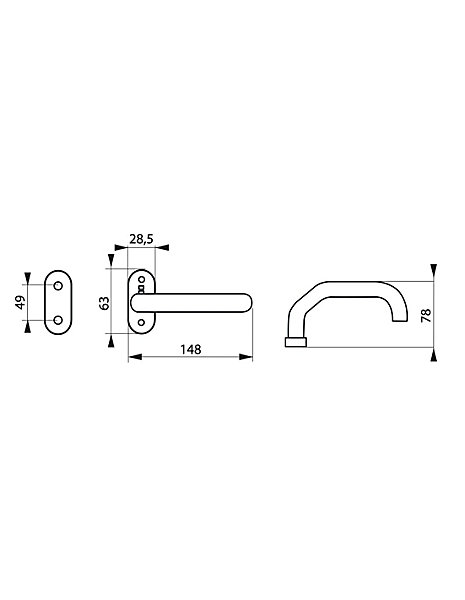 Paire de béquilles pour porte, carré 7mm, aspect inox - THIRARD