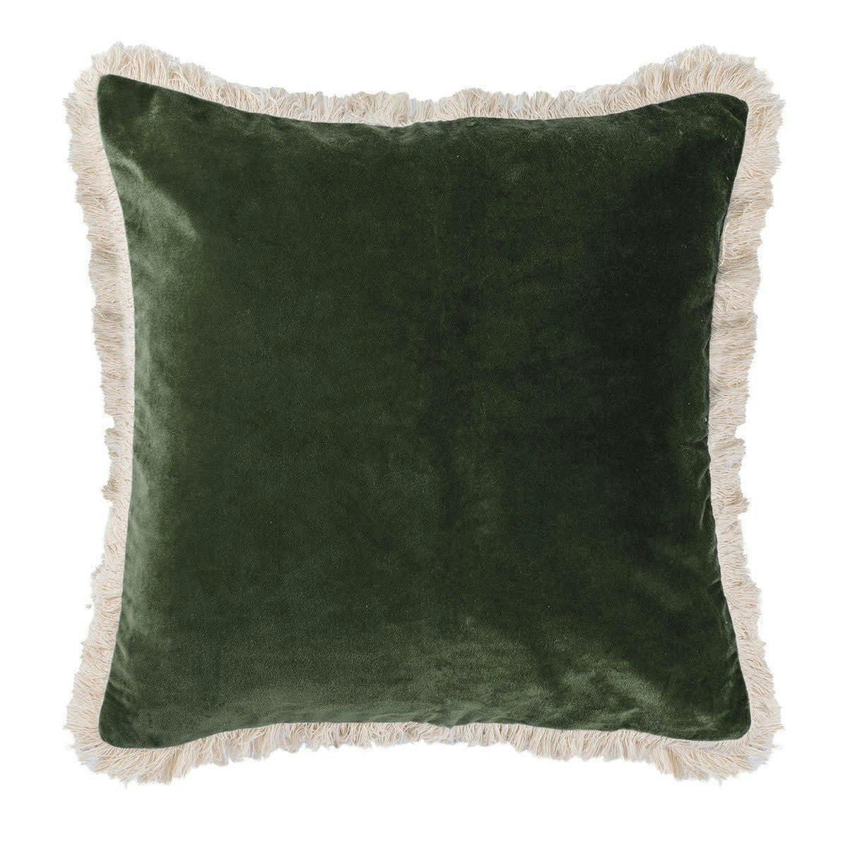 BUDAPEST - Housse de coussin velours de coton  50x50 vert kaki