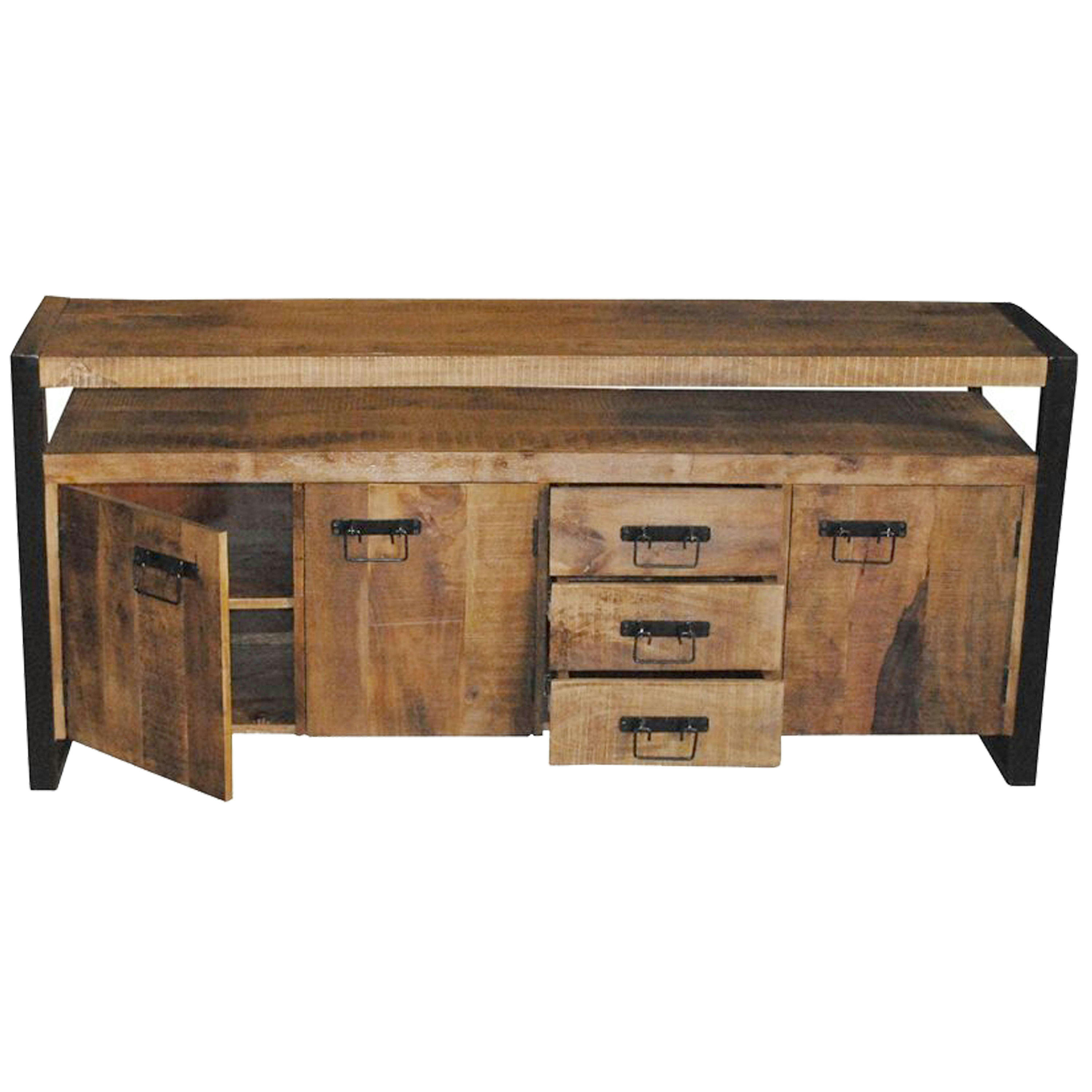 BELEM - BELEM-Buffet 3 portes 3 tiroirs, en bois de Manguier massif et métal