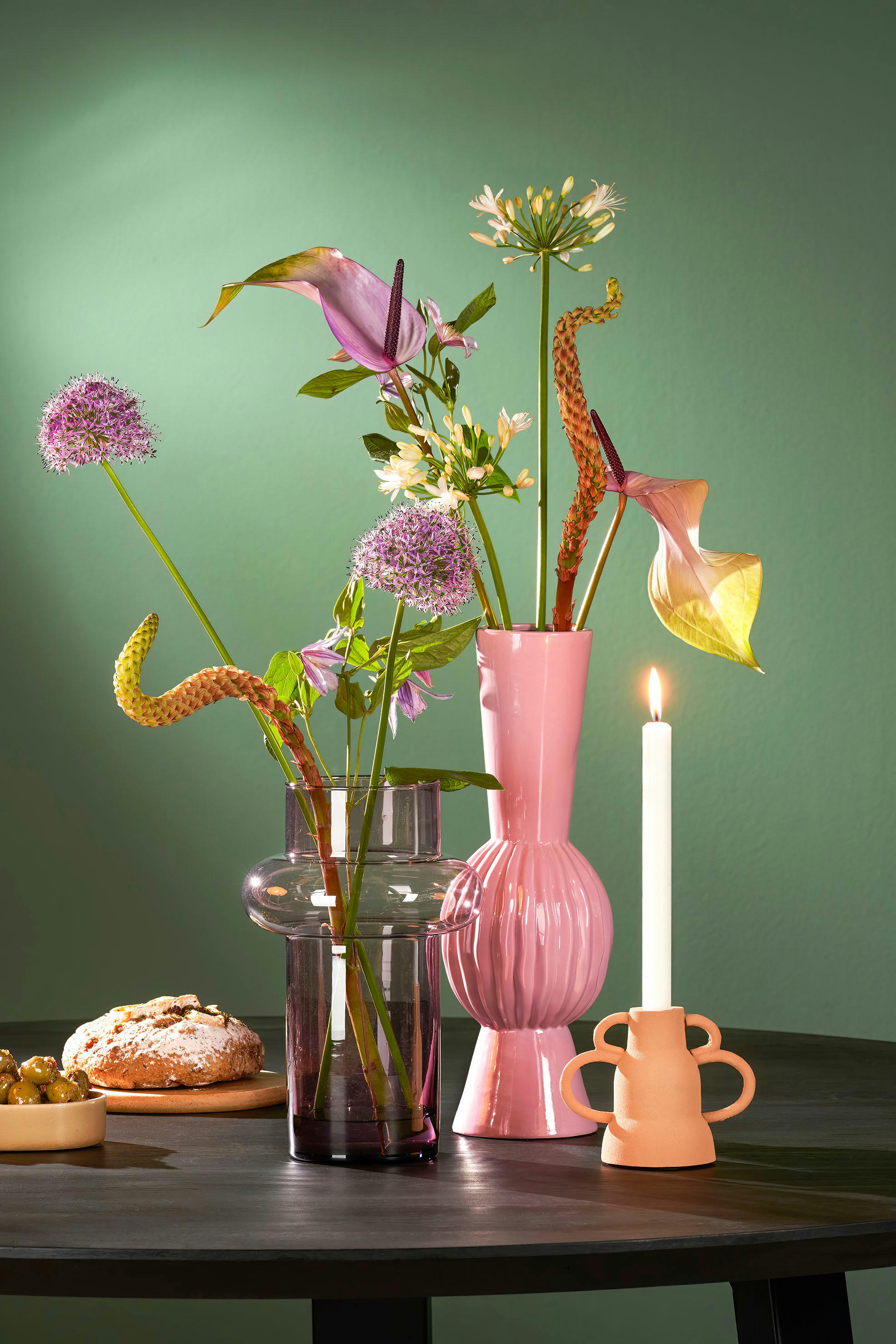 NOOR - Vase en céramique lilas H40,5