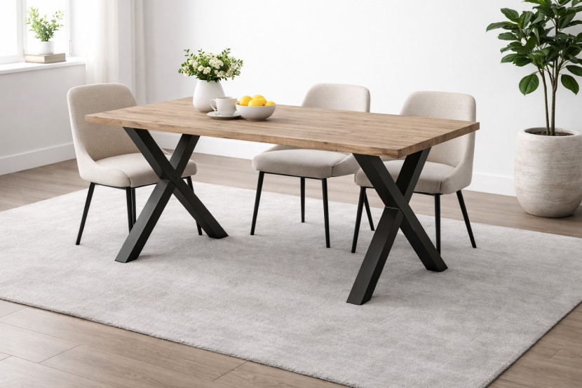 Stół loftowy SOFTI X rozkładany 140x90/180, Dąb Craft, n. czarne