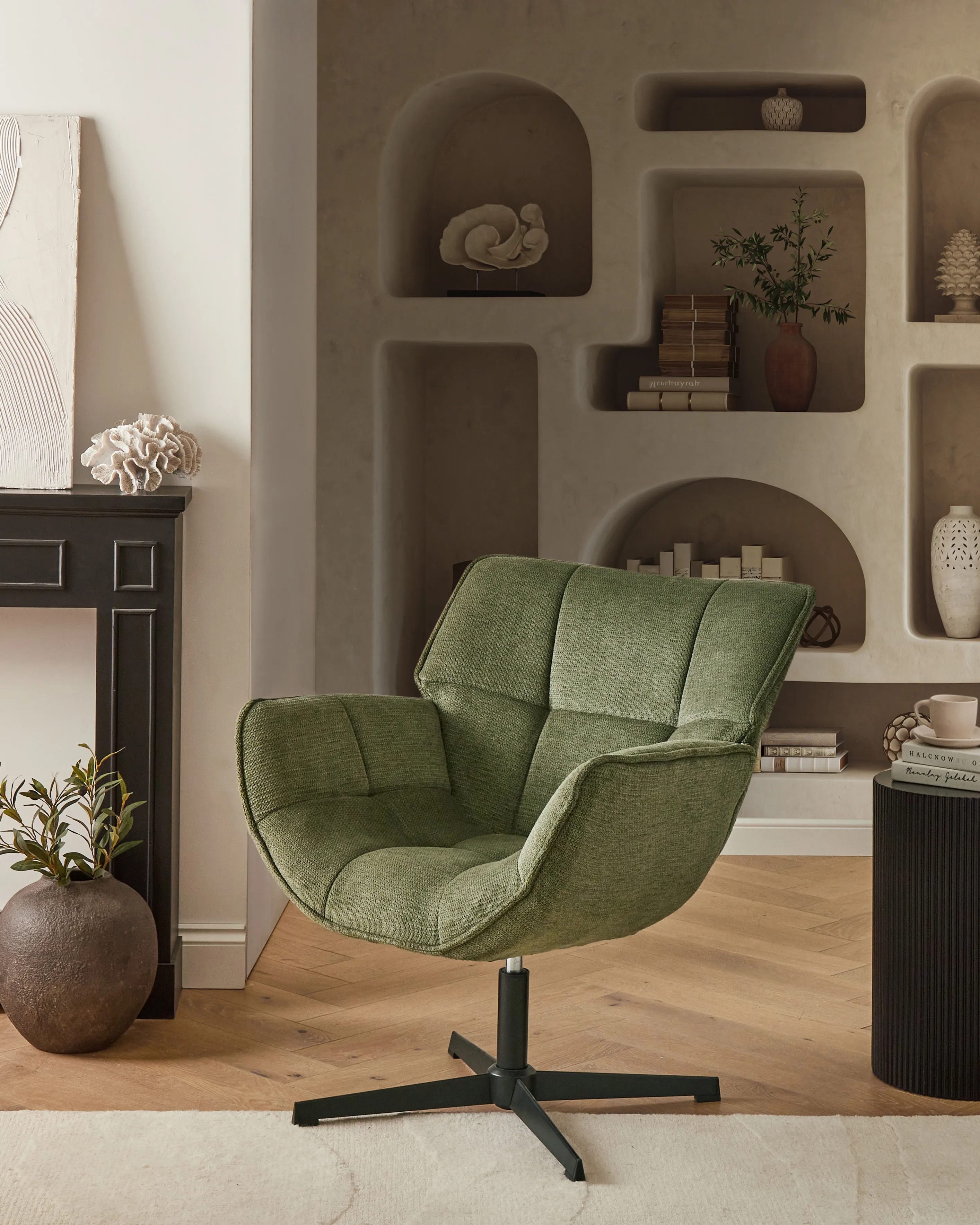 Swivel Armchair AUMA Fabric Green