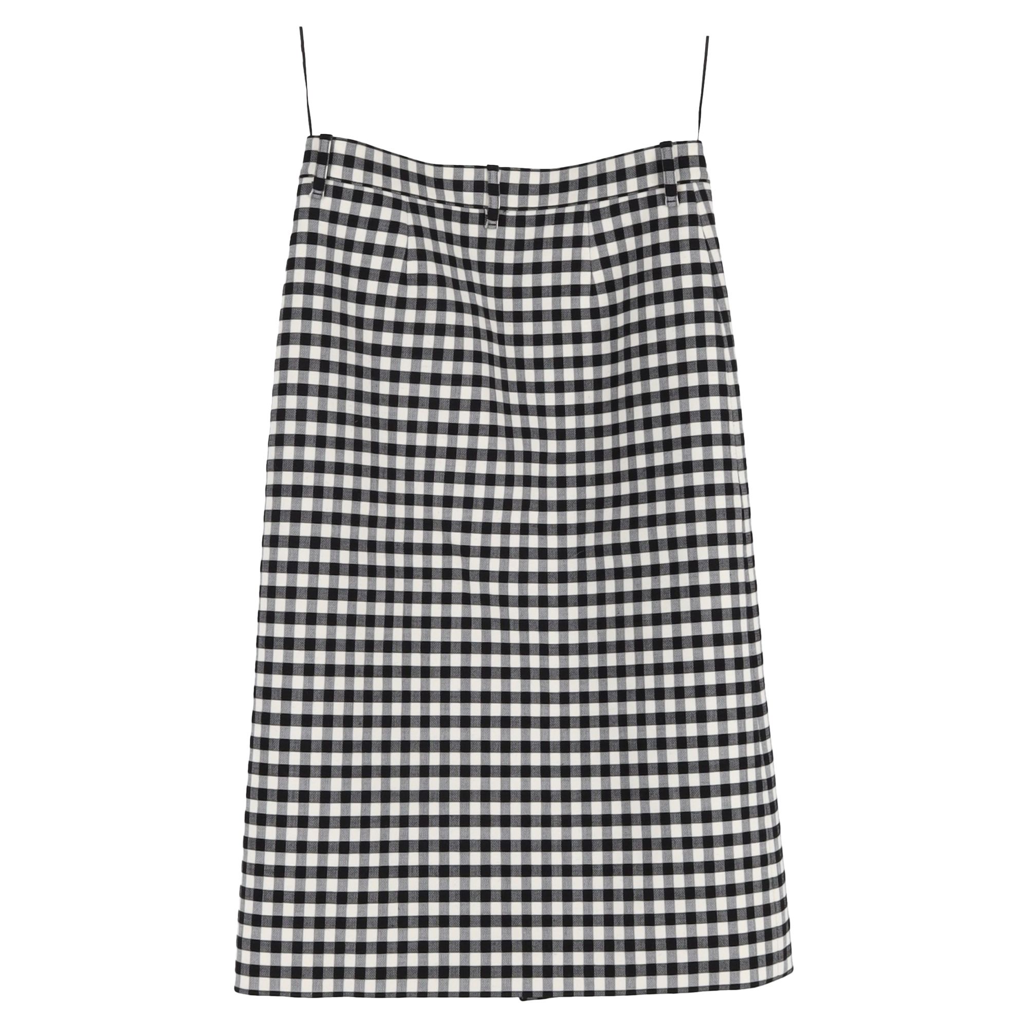 Balenciaga Preloved Gingham Woven Midi Skirt in Black Polyester