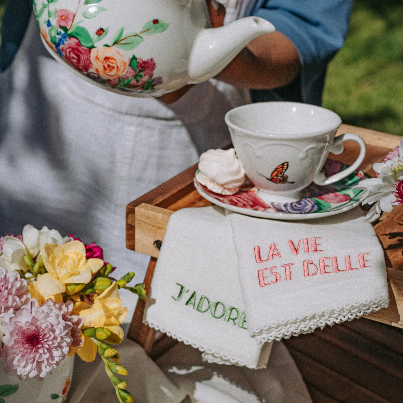 Conjunto 4 Guardanapos Algodão e Linho Palavras MARIE