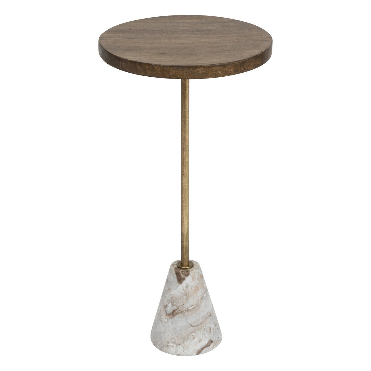 Mesa de apoio em madeira e base em mármore DOLCE RIVIERA 70cm