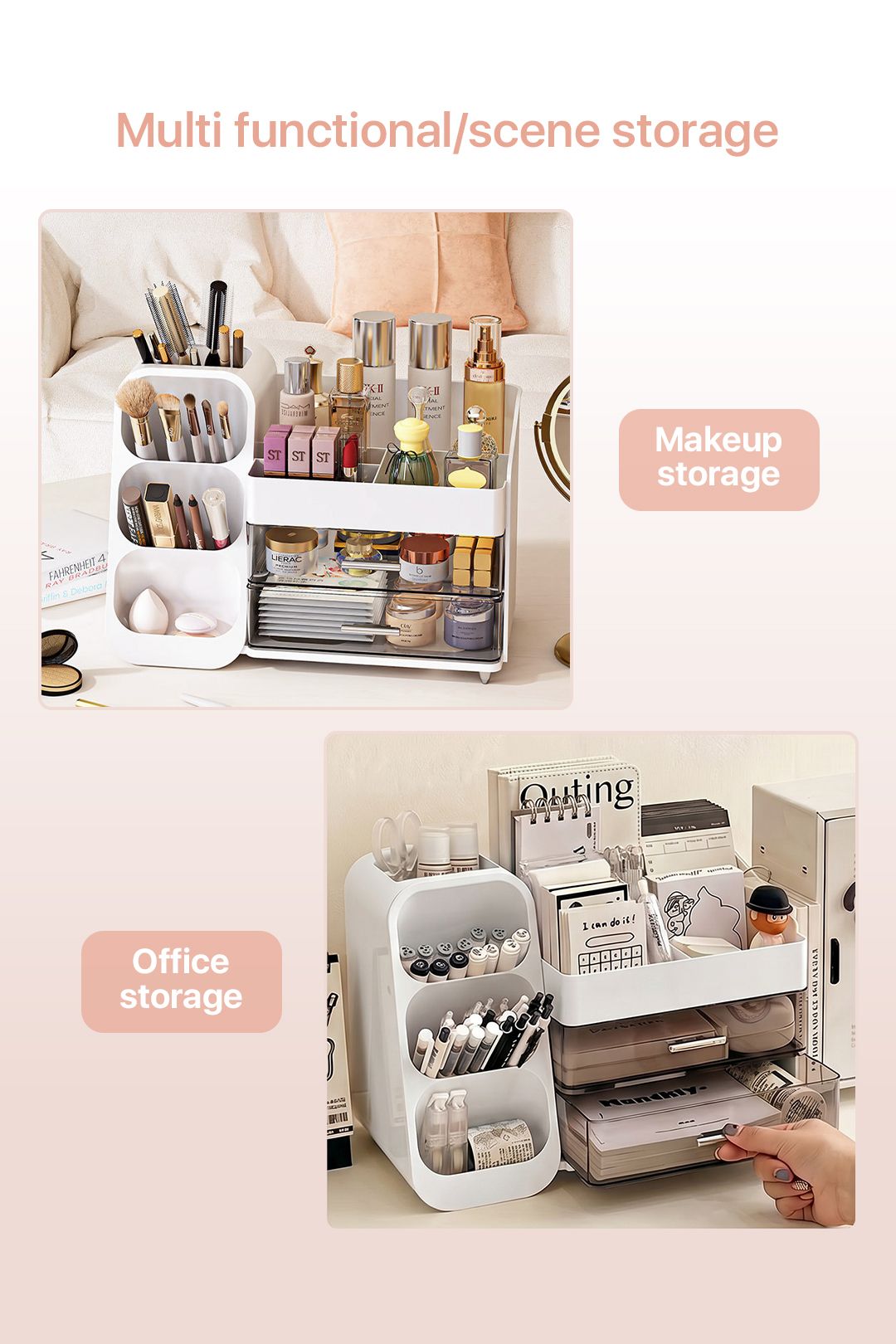 SHEONLY Modern Multi-Compartment Cosmetic Storage Organiser with Drawers