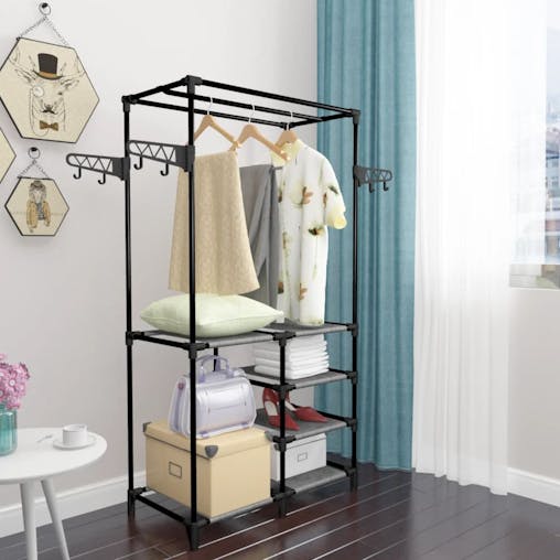 NNEVL Clothes Rack Steel and Non-woven Fabric 87x44x158 cm Black