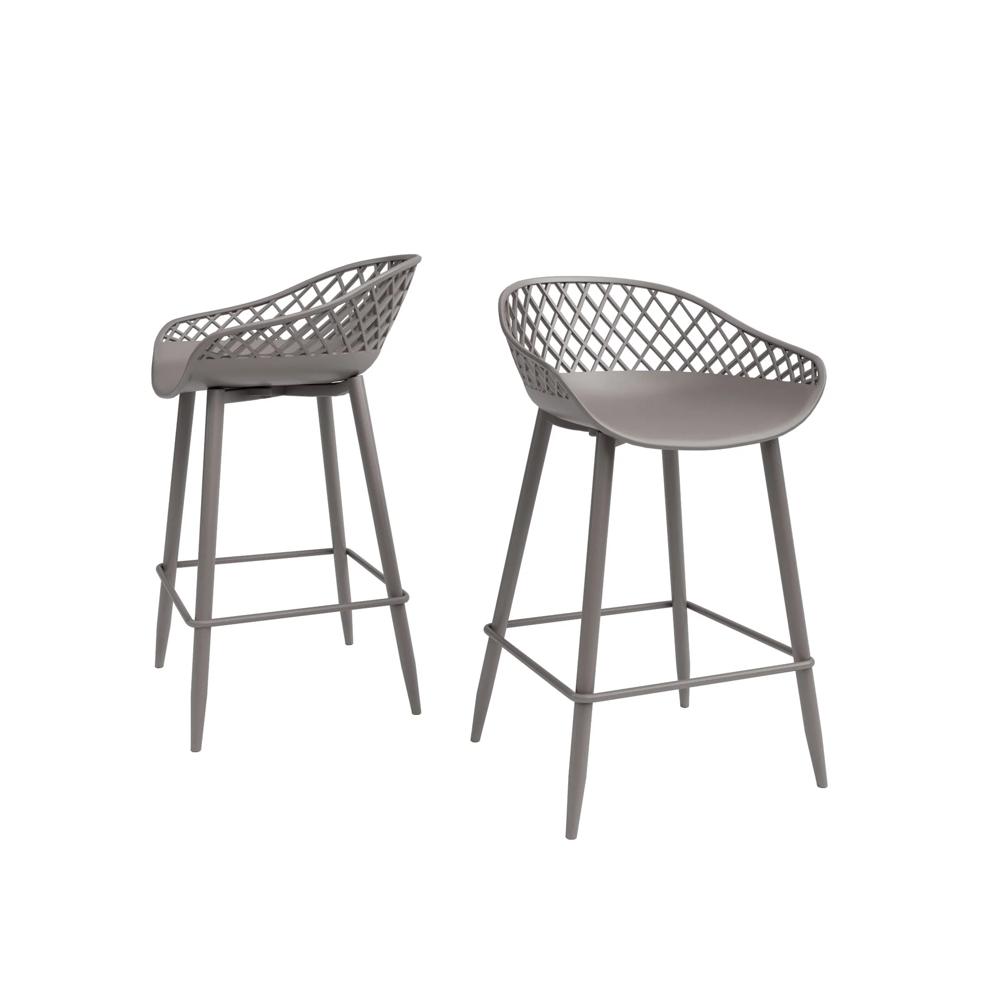 Jamesdar Kurv Mid-Century Modern Low-Back Counter Stool, Set of 2, Indoor/Outdoor - Set of 2
