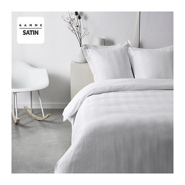 Parrure de lit TODAY Prestige - 220 x 240 cm - 2 personnes - 100% Satin de coton - Craie