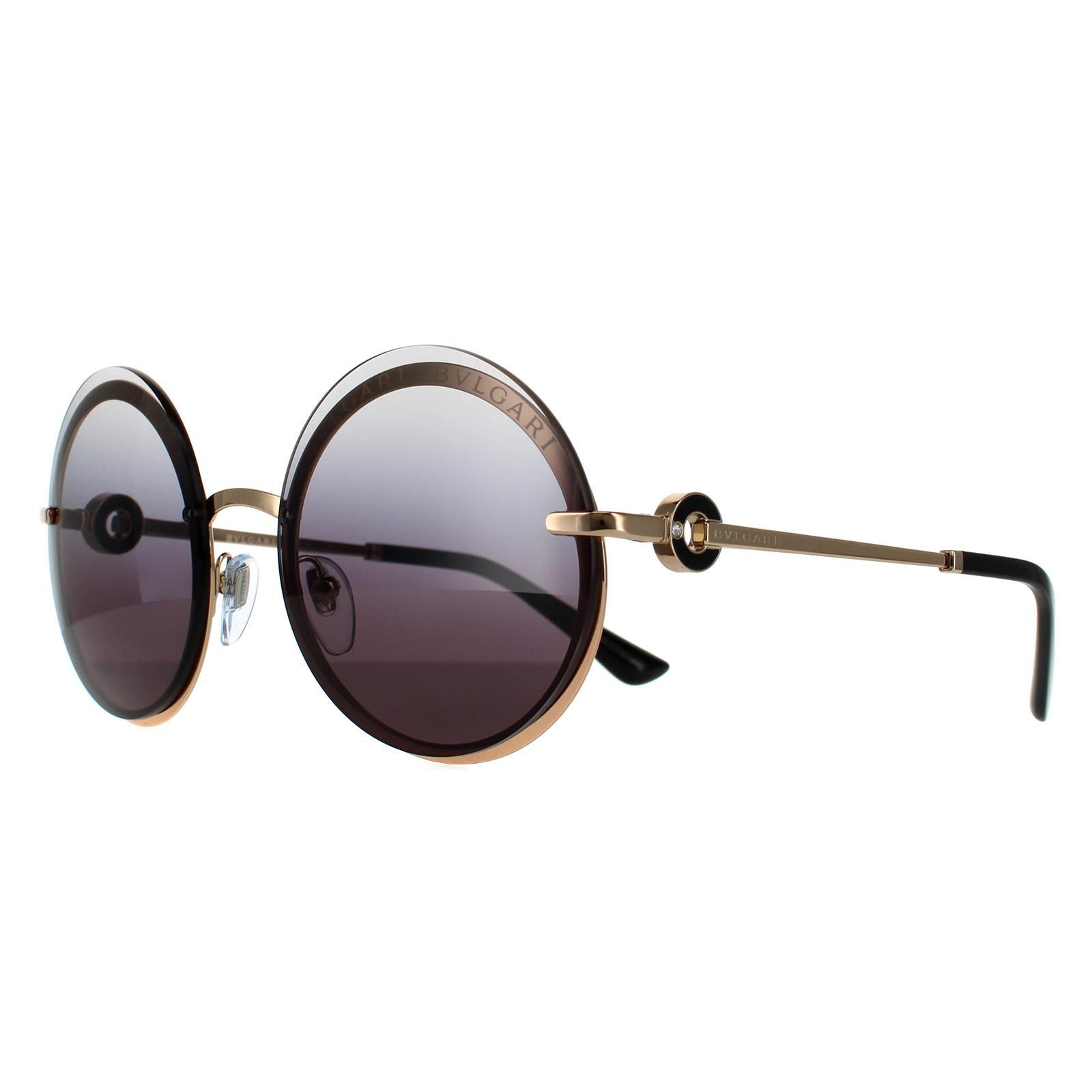 Bvlgari Round Pink Gold Grey Gradient Sunglasses