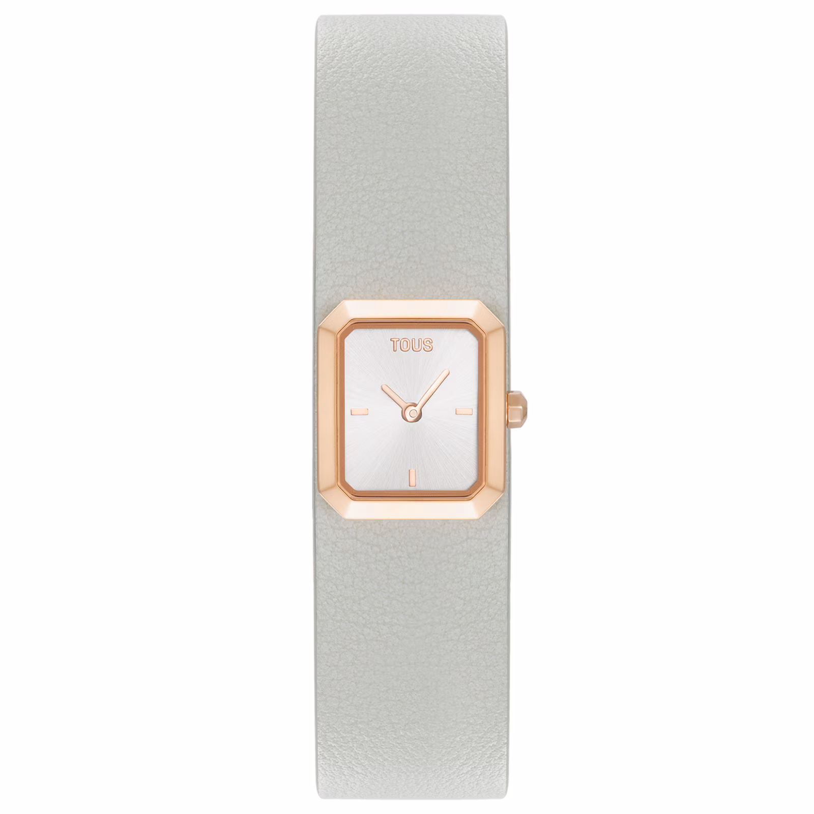 Reloj analógico con brazalete de piel gris y acero rosado KARAT EMERALD MINI