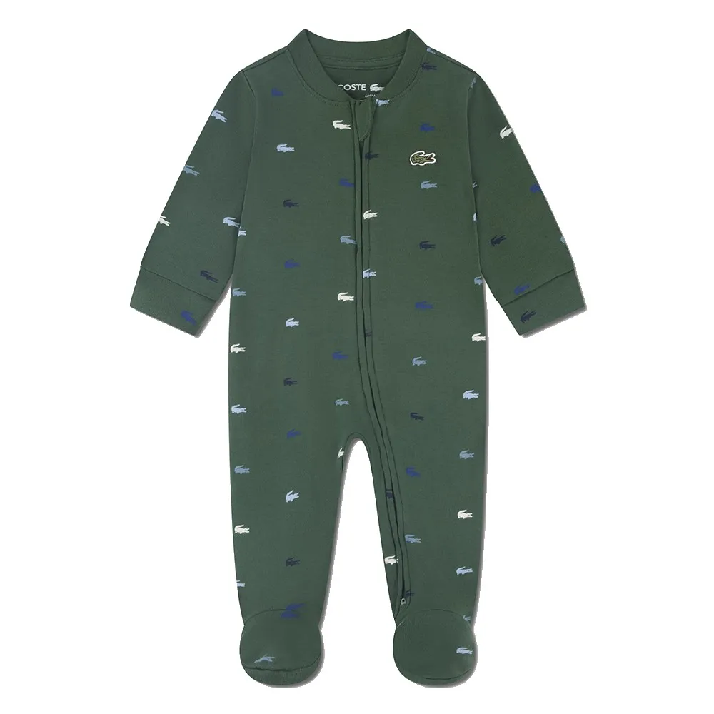Lacoste Kids Footed Croco Print long sleeve jumpsuit