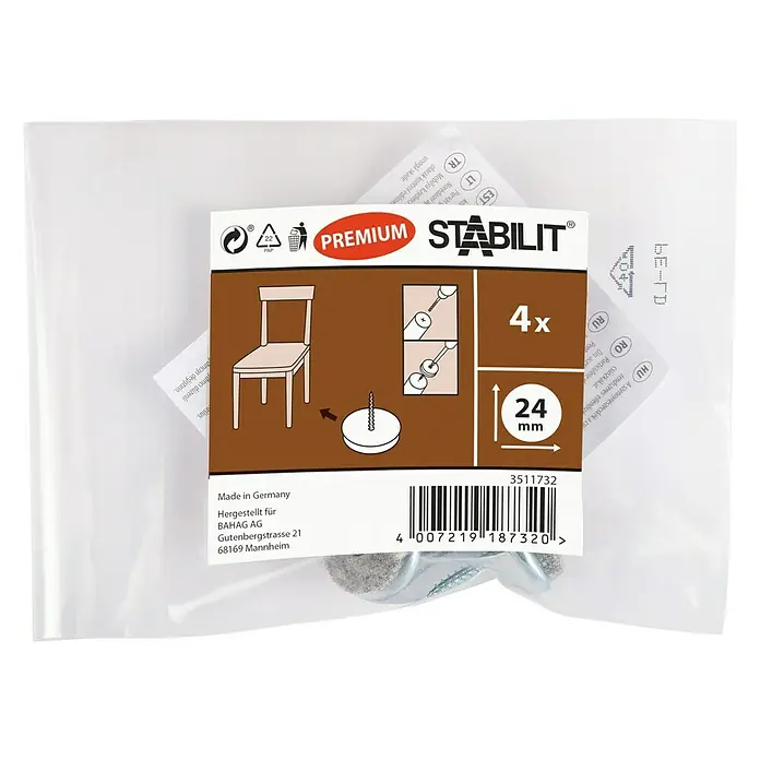 MØBELKNOTTER STABILIT MED SKRUE 24MM 4STK