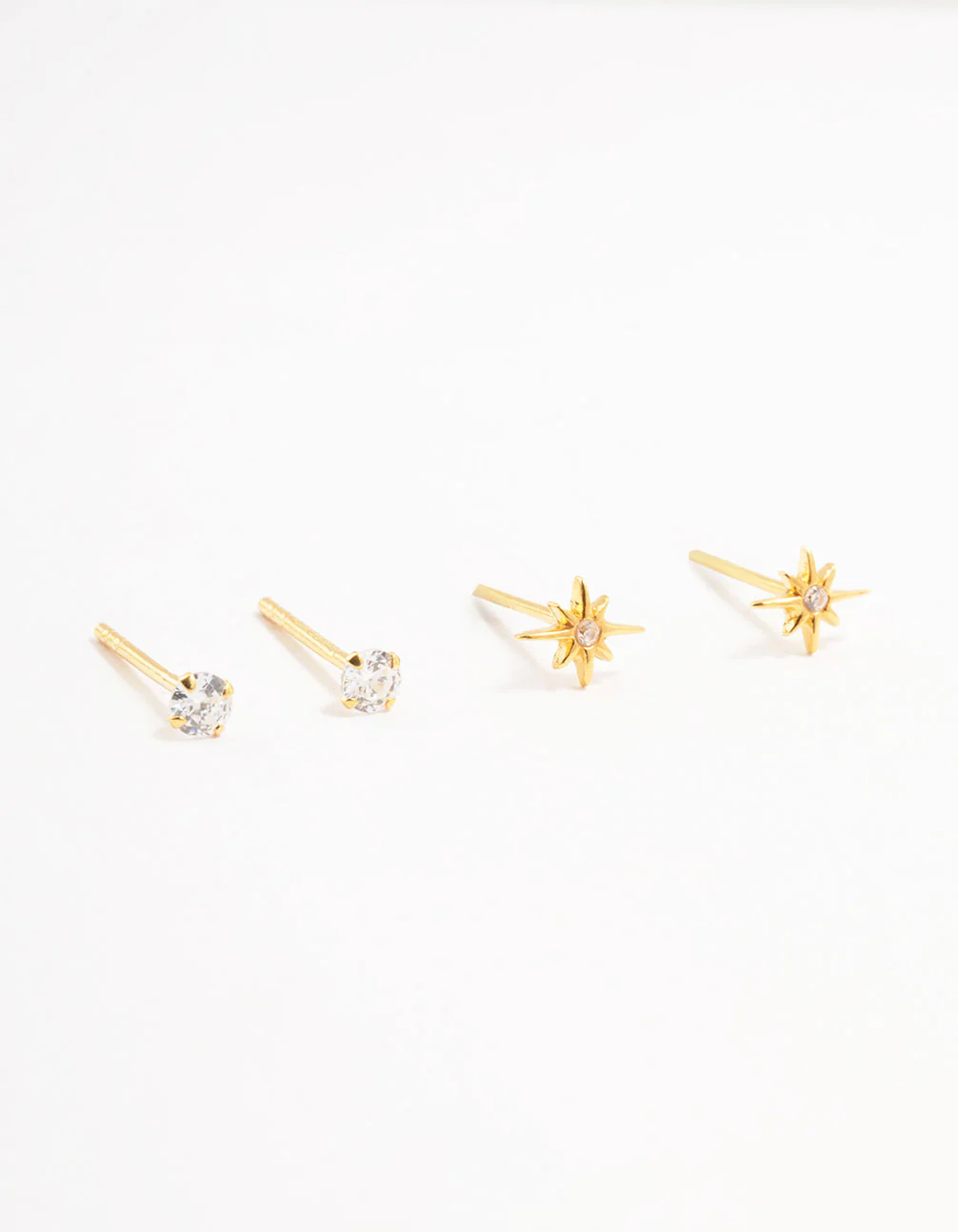 Gold Plated Sterling Silver Mini Starburst Earrings 2-Pack