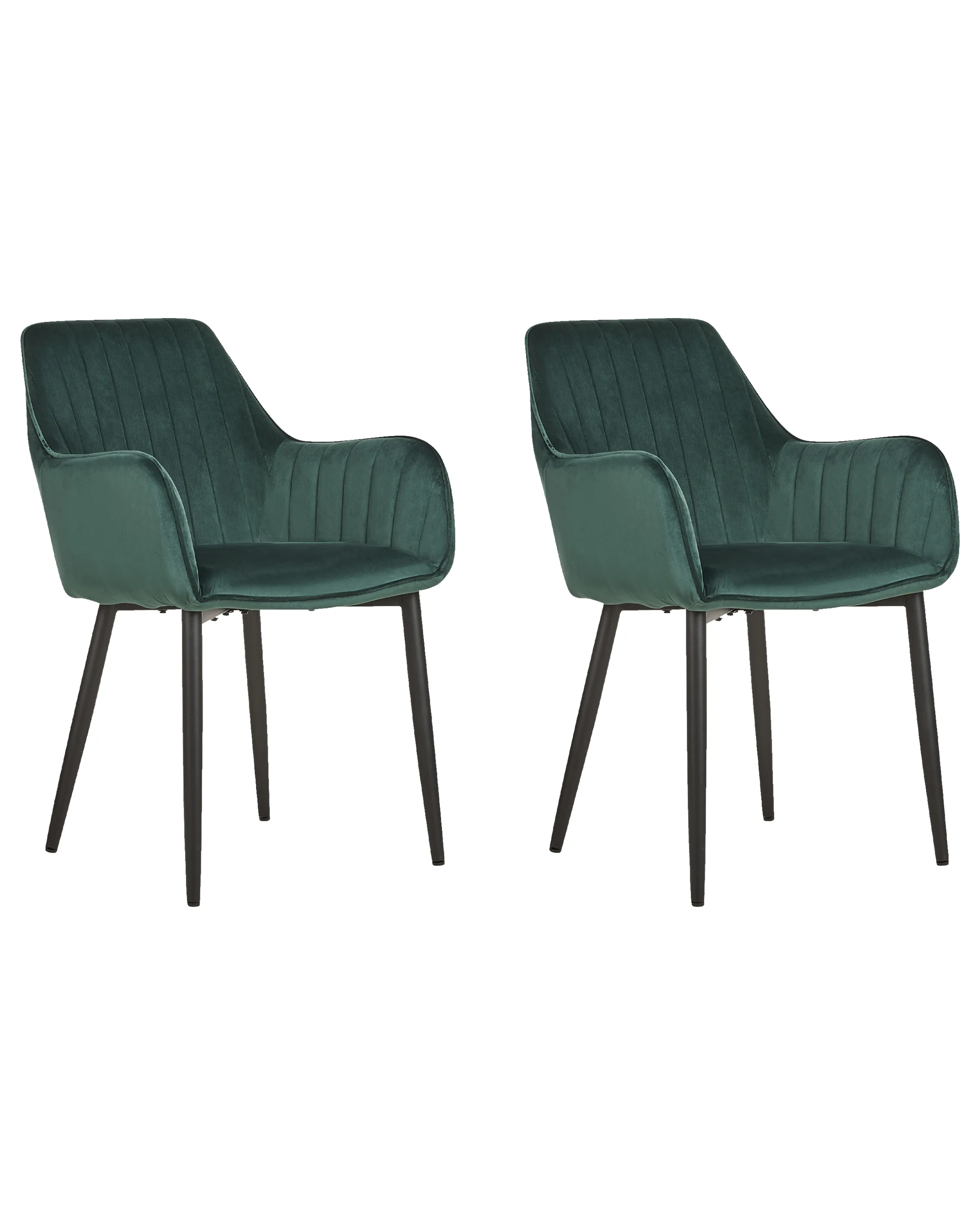 Set of 2 Dining Chairs WELLSTON Velvet Dark Green