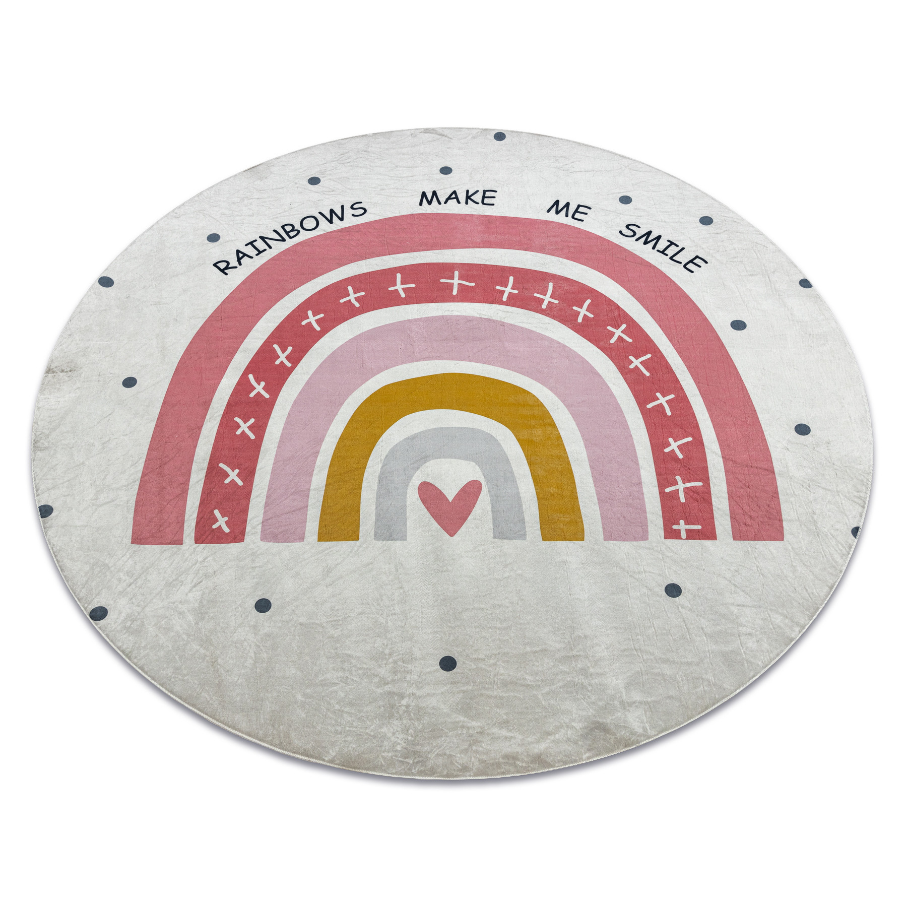 Dywan do prania BAMBINO 47810 Tęcza, kropki dla dzieci, koło 80 cm